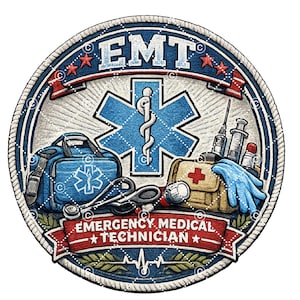 EMT faux patch png clipart graphics design emergency medical technician medical field ambulance for hat or shirt sublimation crafting