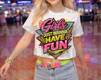 80s girls just wanna have fun PNG Clipart graphic  |  1980s png design  | girls just wanna have fun clipart | 80s party accessories