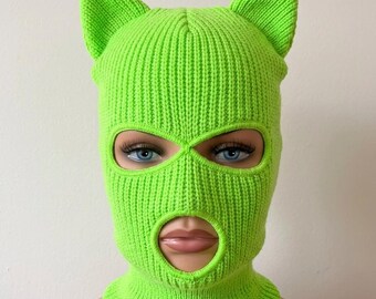 Hand Crocheted Ski Mask: Colorful Striped Balaclava - Ugly  display picture 3