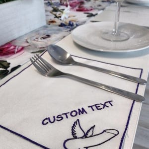 Funny Embroidered Cocktail Napkins – Bachelorette Party Coasters,Custom Text or Name,Naughty Gag Gift,Flying Penis,handmade wedding mementos