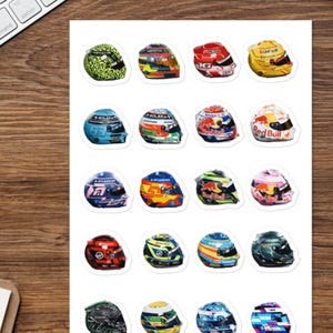 Driver Helmet Stickers Formula 1 2025 Season F1 Stickers, F1 Gift, F1 Drivers Sticker