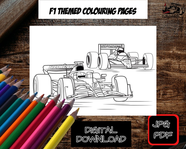 F1 Themed Colouring Pages Set of 5 F1 Printables Coloring Page Digital ...