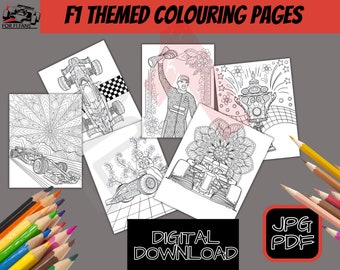 F1 themed Colouring Pages set of 5 F1 printables Coloring Page digital download