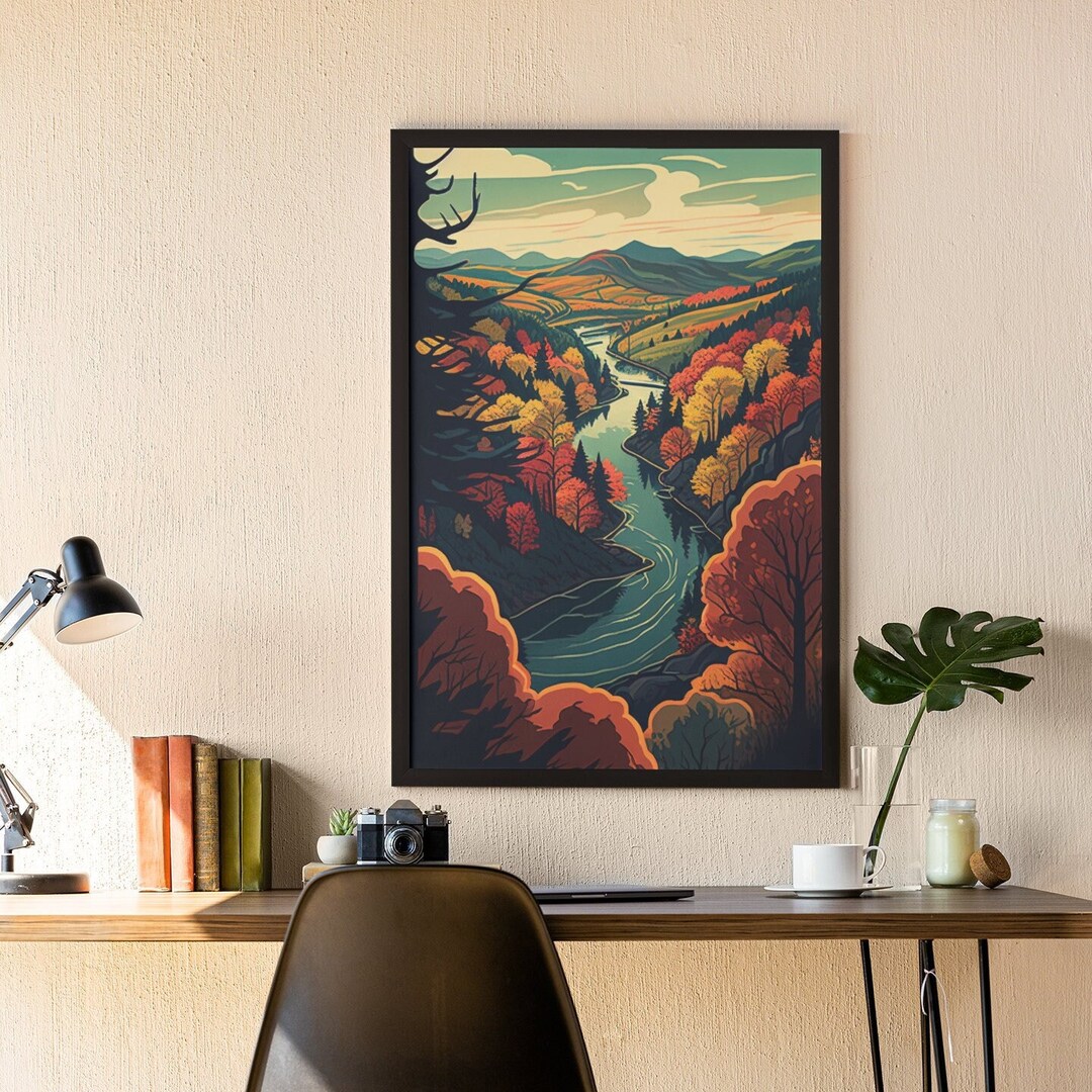 Autumn Treetop Landscape Digital Download Image of Trees in Fall and