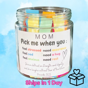 Presente cristão para ela, pote com versículos bíblicos para mães, pote com versículos bíblicos coloridos, pote com versículos bíblicos coloridos para mulheres, presente cristão para bem-estar