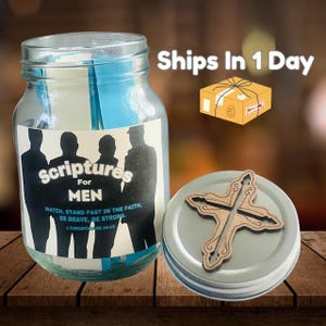 Bible Verse Jar Christian Gift for men Scripture Jar Christian Affirmation Personalized Scripture Gifts, Armor of God, Dad Bible Verse Jar