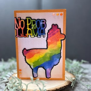 NO PROBLEM LLAMA Handmade Card