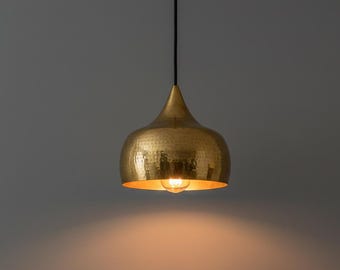 Handmade Hammered Brass Dome Pendant Light – Moroccan Artisan Lighting