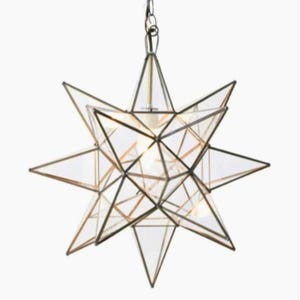 Moroccan Star Pendant Light – Handmade Brass & Glass Chandelier