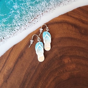 Beach Flip Flop Earrings Laser Cut Acrylic Earrings Unique Fun Dangle Beach Lover Gift for Her Summer Sunshine Sand image 3