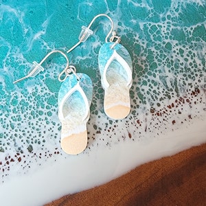 Beach Flip Flop Earrings Laser Cut Acrylic Earrings Unique Fun Dangle Beach Lover Gift for Her Summer Sunshine Sand image 4