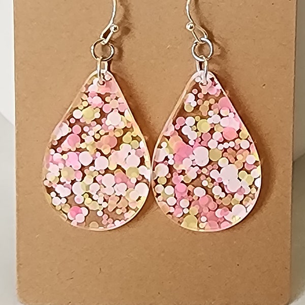 Pink Confetti Earrings - Fun - Unique - Sassy - Gift for Her - Stylish - Multiple Styles - Laser Cut - Acrylic