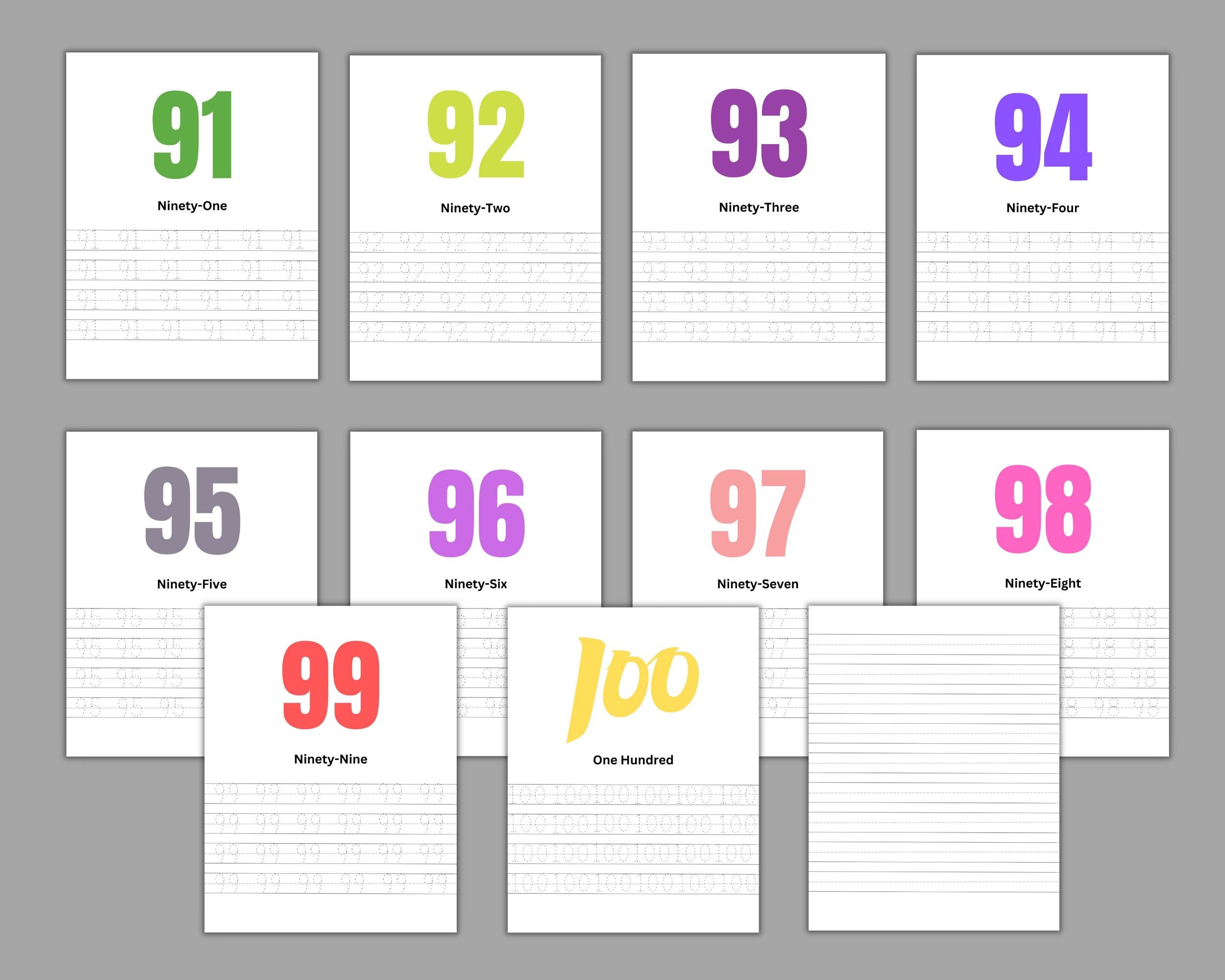 1 to 100 Number Worksheets Handwriting 100 Number - Etsy