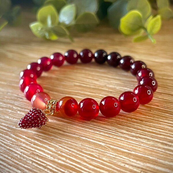 Strawberry Bracelet | Red Banded Agate Gradient