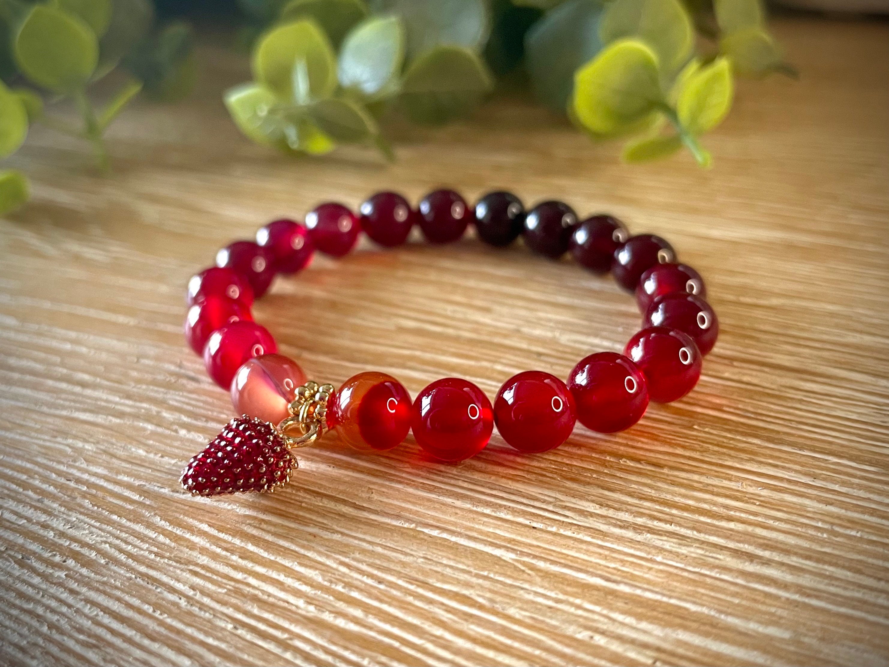 Handcrafted Red Crystal Beaded Strand Bracelet - Red Routes