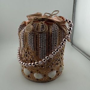 Bridal Potli bag, brides bag, wedding bag, designer and evening bag, Diwali party bags, Beaded Handmade bags, Indian Potli Bag, Bucket Bag