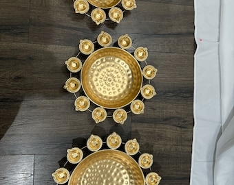 Diya Design Messing Farbe Urli Schale für schwimmende Blumen, festliche Wohnkultur, New Diwali Dekoration, Hochzeitsgeschenk, Tea-Party-Dekor, Diwali Geschenk