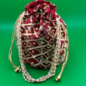 Mirror Work Indian Potli Bag: Ethnic Wedding Purse