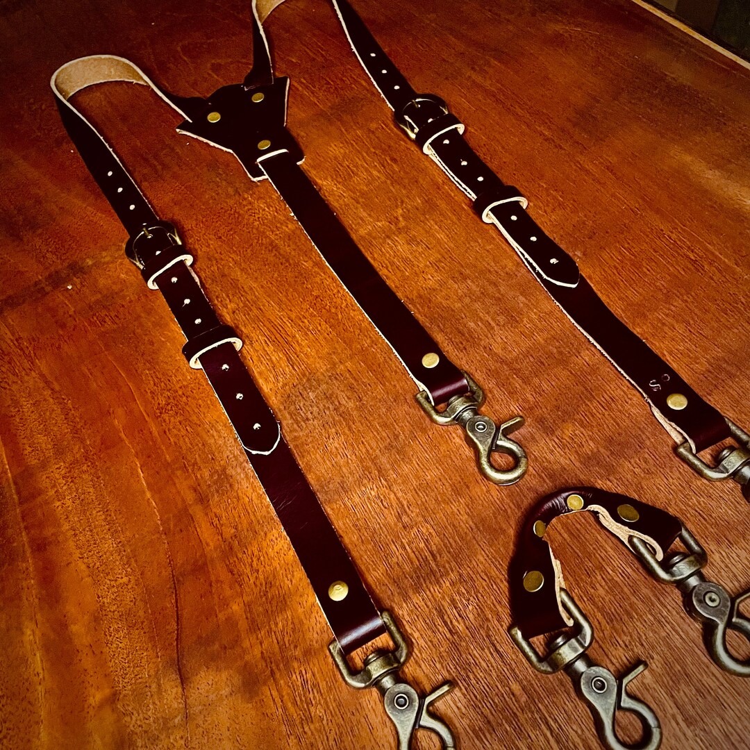 Brown Leather Suspenders Groomsmen Suspenders Mens Leather Suspenders