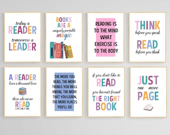 Prints lezen - Digitale download - Prints voor een boekenliefhebber, leraar of klaslokaal
