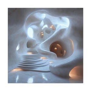 Futuristic Stairwell Canvas Print: Organic Architecture, Modern Abstract Wall Art