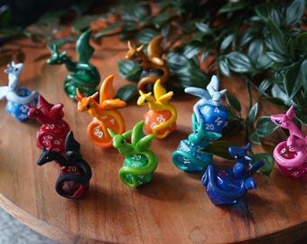 MYSTERY Dice Dragons | D20 | Handmade | Clay and Resin Dice