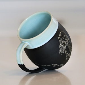 Pre-Order: Handmade Carved Ceramic Mug Hoth AT-AT Star Wars Wheel Thrown Stoneware Sgraffito 1 Mug image 4