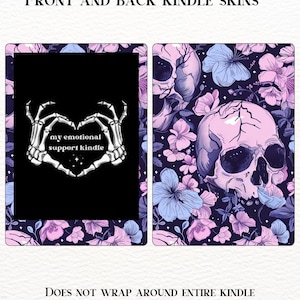 Purple Skull Kindle Skin, Decoration for Kindle, Peel and Stick Kindle Skins, Gift for Kindle Reader, Skull Dark Romance, Set of 2