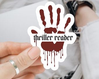 Sticker thrillerlezer – vinylsticker Halloween-boekenliefhebber – waterdichte, spookachtige, leesgrage sticker