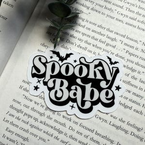 Spooky Babe Halloween Sticker: Waterproof Vinyl, Glossy or Glitter
