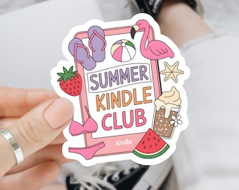 Summer Kindle Club Sticker, Waterproof Bookish Reader Accessory