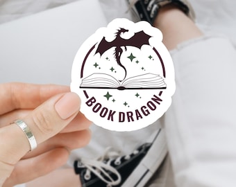 Fantasy Book Dragon Sticker, Waterproof Vinyl Decal for Kindle, Book Lover Gift