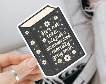 moralisch grauer Bücherwurm Sticker: Fantasy Romanze, Kindle & Laptop Aufkleber