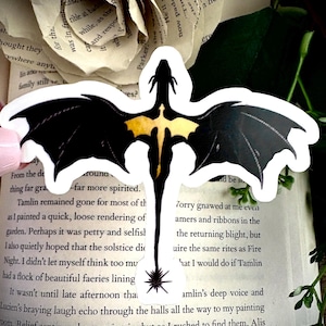Bücherliebe-Aufkleber – Drachen-Aufkleber – Vierter Flügel inspiriert von Fantasy-Buch-Liebhaber-Geschenk – glänzender oder glitzernder Vinyl-Aufkleber