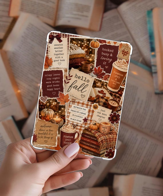 Fall Reading Kindle Insert, Autumn Kindle Case Insert, Cozy Bookish E-Reader Decor, Book Lover Gift