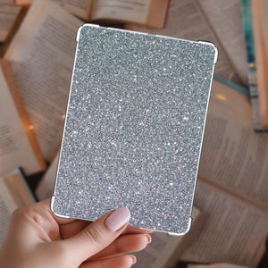 Kindle Insert – Silver Glitter Cardstock Decoration – Removable Kindle Accessory for Book Lovers