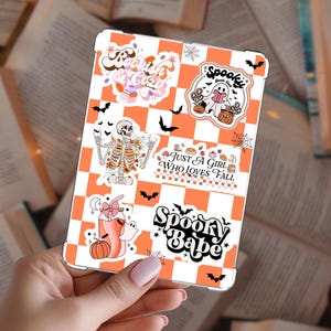 Orange Checkered Kindle Insert: Fall Halloween Decor, Glossy or Glitter