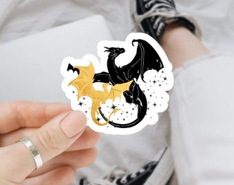 Fourth Wing Inspired Dragon Sticker: Tairn and Andarna, Glossy or Glitter
