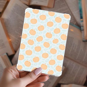 Pastel Pumpkin Halloween Kindle Insert, Cute Spooky Kindle Decoration, Glossy or Glitter, Multiple Sizes, Fall Kindle Accessory