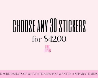 Custom Sticker Pack: 30 Waterproof Stickers, Glossy or Glitter