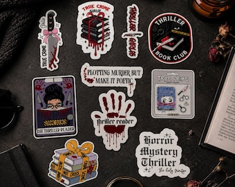 Waterproof Thriller Book Stickers | Horror Mystery Decals (10 Pack)