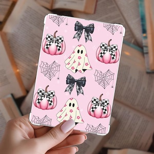 Pink Coquette Halloween Kindle Insert – Laminated Cardstock – Multiple Sizes – Glossy or Glitter – Bookish Spooky Season Decor