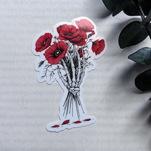 Bookish Sticker – Florales Skelett-Hand Dark Romance Design – wasserfestes Vinyl – glänzend oder glitzernd – für Kindle & Co