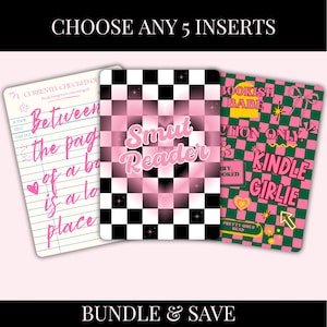 Bundle & Save Kindle Inserts | Pick Any 5 Kindle Case Inserts | Custom Clear Case Cardstock Inserts | Matte Glossy Glitter Laminate