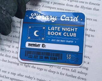 Late Night Readers Club Sticker - Booktok Library Card (Glossy or Glitter)