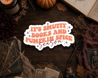 Smutty Books & Pumpkin Sticker: Waterproof Kindle Autumn Decal