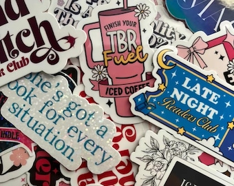 Bookish Sticker Pack – 5, 10, or 20 Waterproof Glossy Vinyl Stickers – Perfect for Kindle, Laptop, Water Bottle