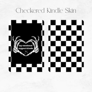 Checkered Kindle Skin: Black and White Vinyl Kindle Cover