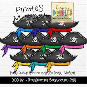 Pirate School Mascot - Doodle Clipart PNG Digital Design - Pirate Hand Drawn Clipart - Team Mascot - School Spirit - Preppy Mascot