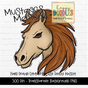 Mustangs School Mascot - Doodle Clipart PNG Digital Design - Broncos Hand Drawn Clipart - Team Mascot - School Spirit - Commercial Use Horse